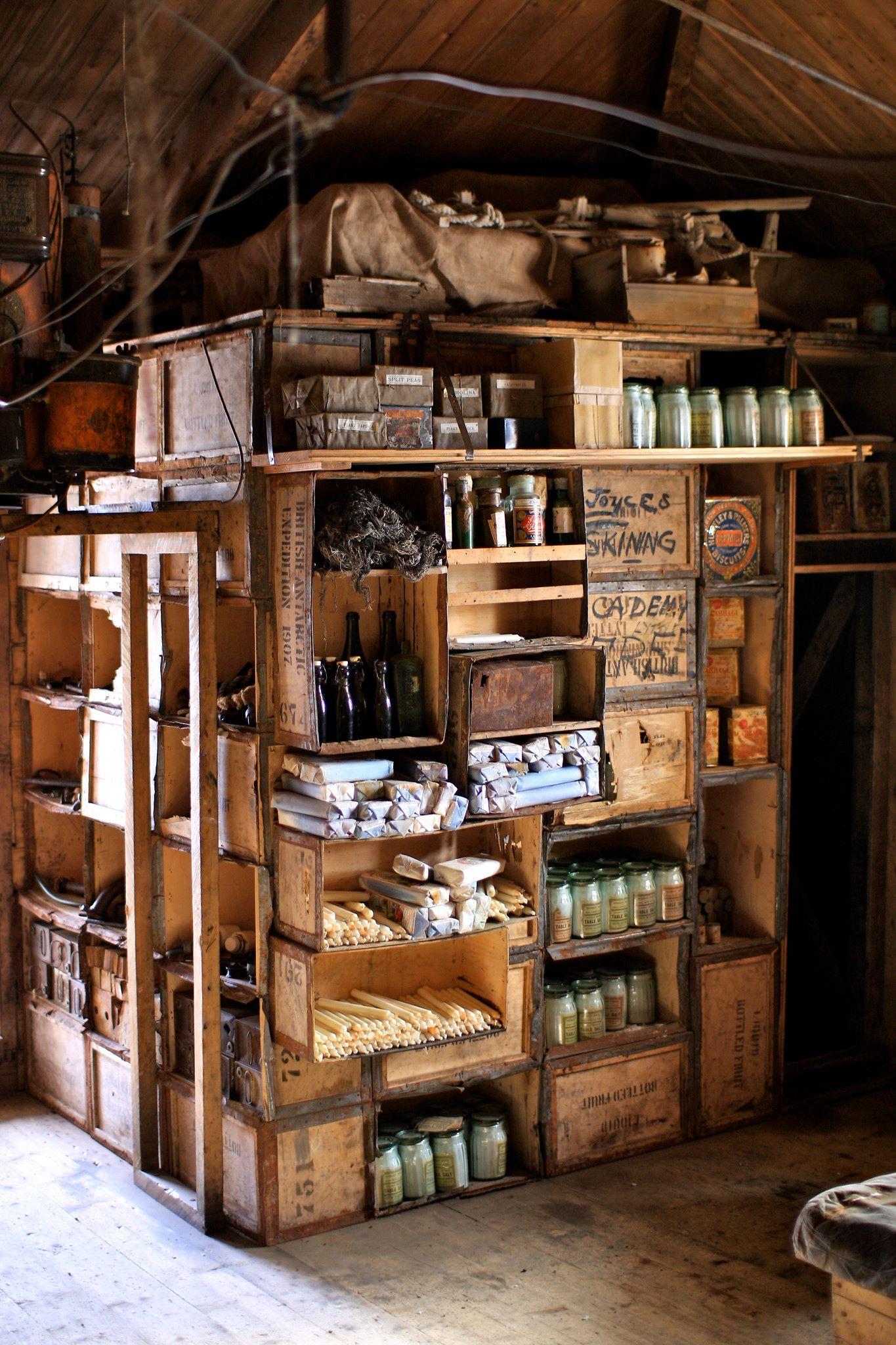 Storage compartment within Ernest Shackleton's Antarctic kitchen,