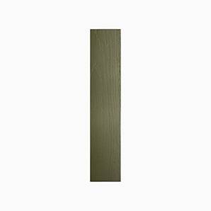 A vertical green wooden plank with a simple design, set against a plain white background.