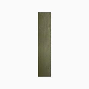 A vertical green wooden plank with a simple design, set against a plain white background.