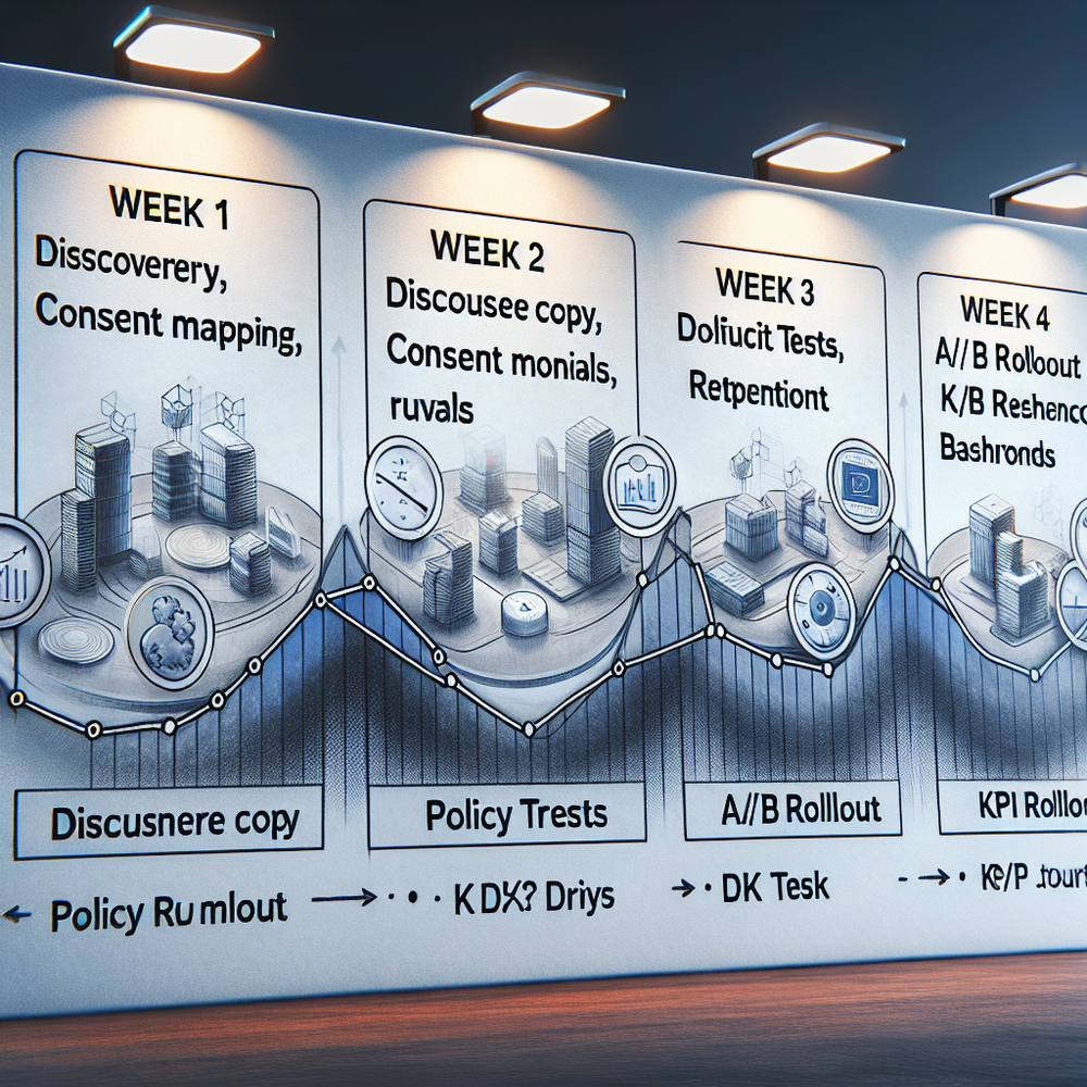 Four-week implementation timeline emphasizing compliance steps