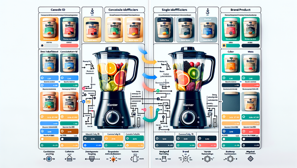 Side-by-side view of messy product duplicates versus a normalized canonical product cluster.