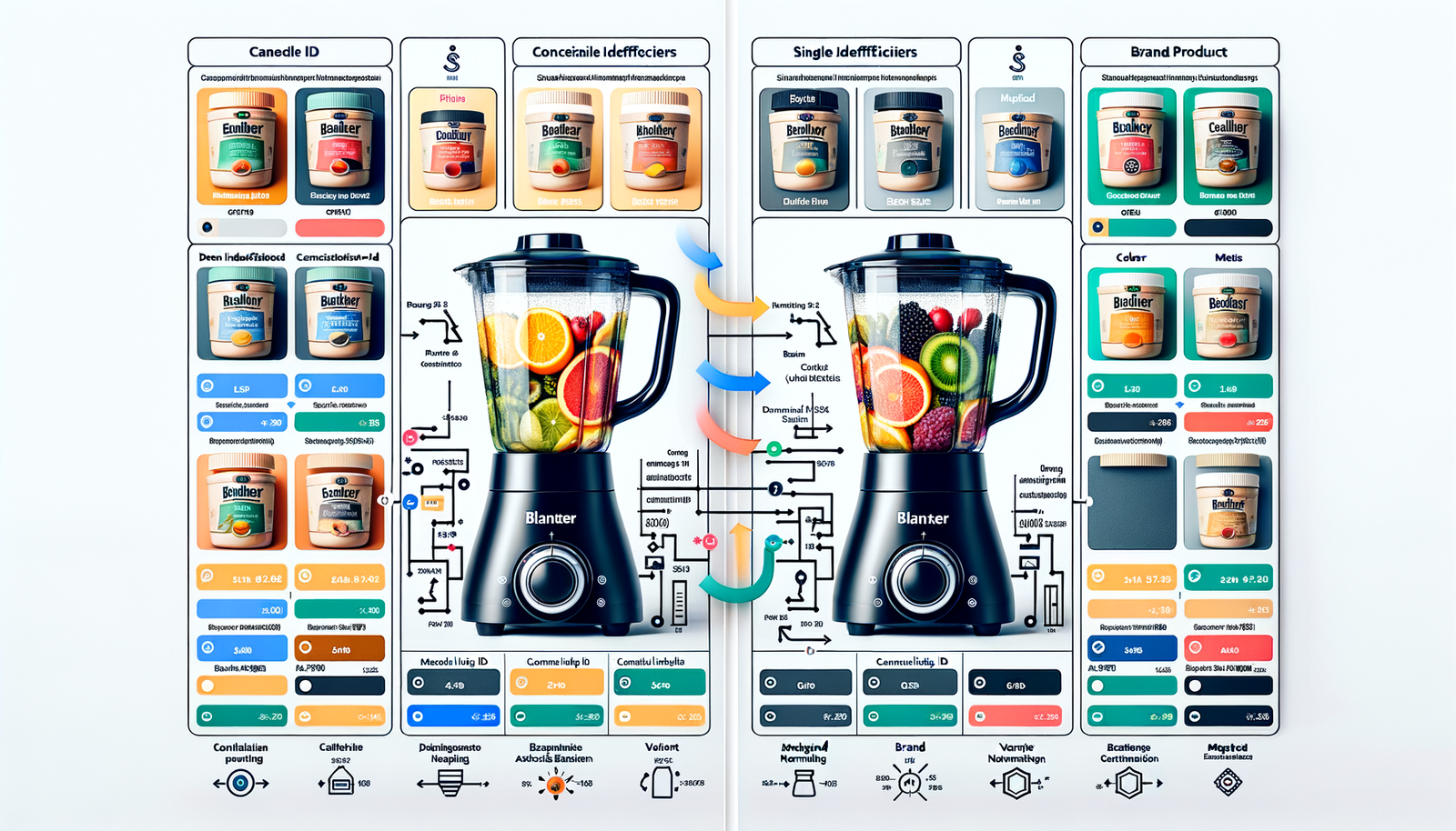 Side-by-side view of messy product duplicates versus a normalized canonical product cluster.