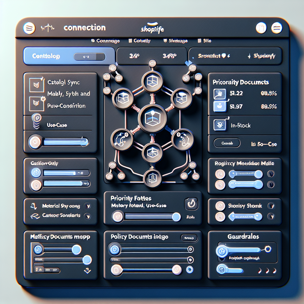 Configuration screen showing Shopify connection, attribute mapping, and guardrails in Brambles.ai.