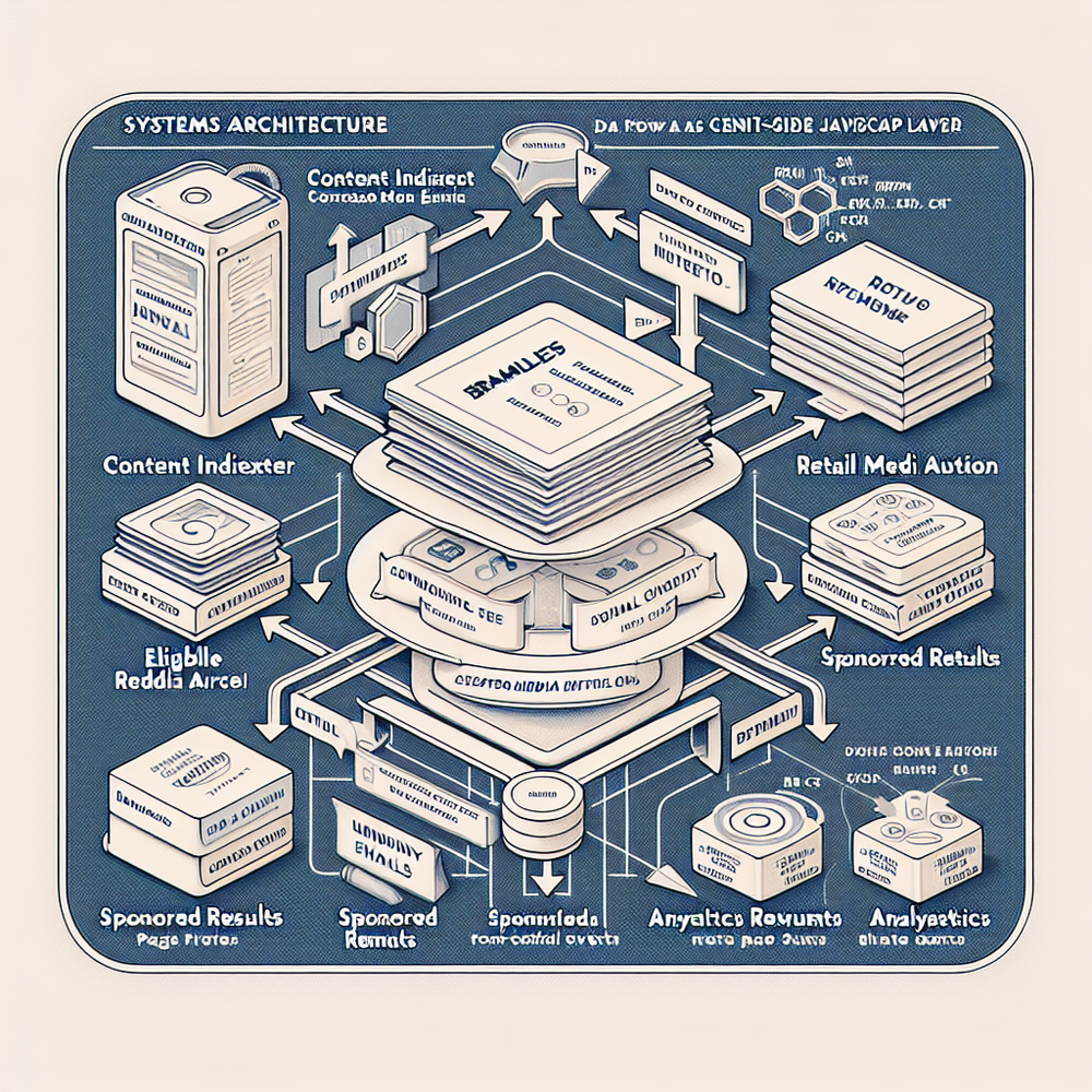 Architecture of Brambles retail media pipeline from context to auction to render, with analytics feedback.