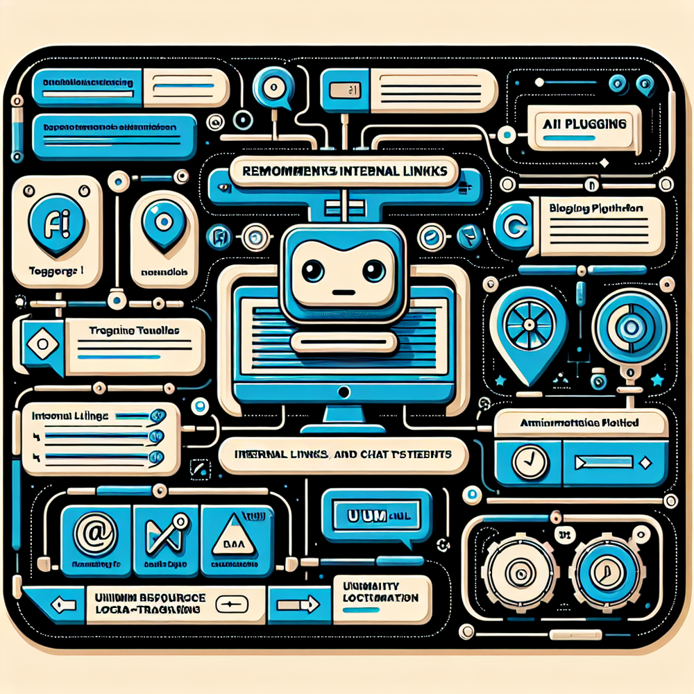 Illustration of a WordPress dashboard suggesting internal links for chat intents.