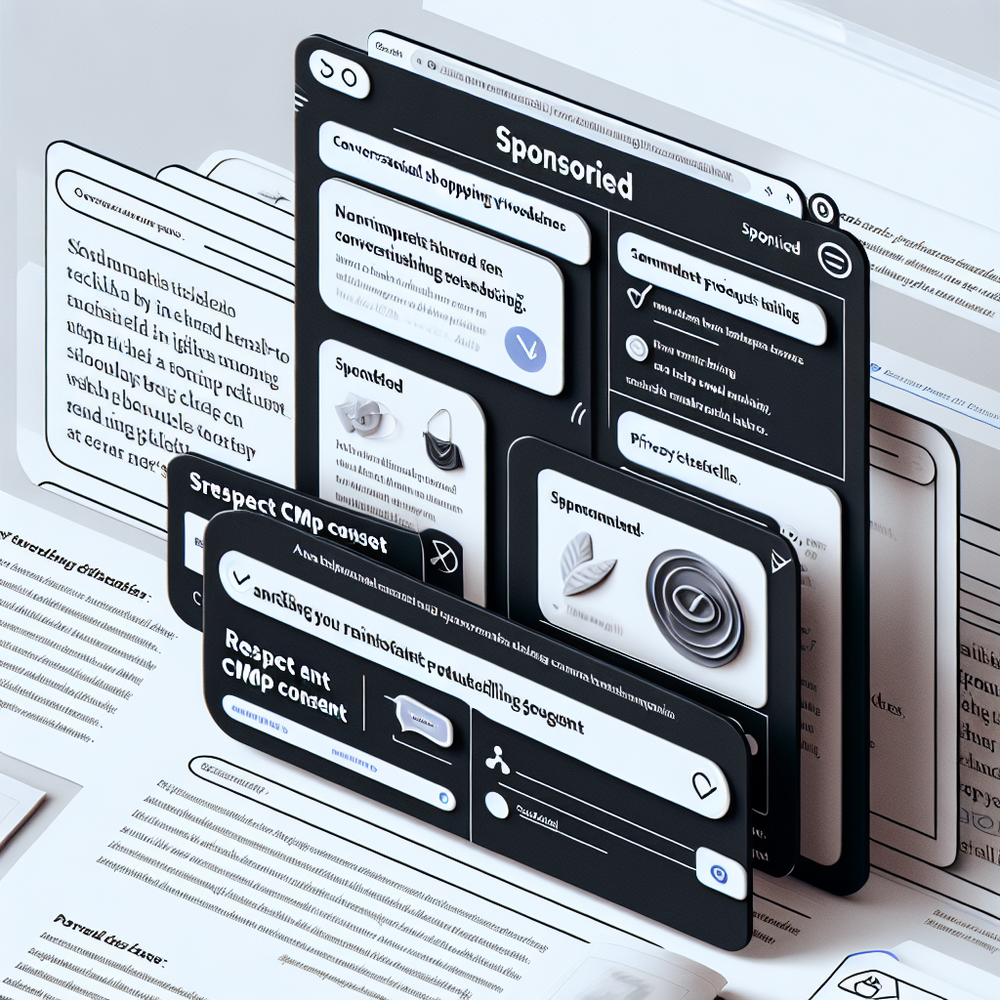 Annotated chat widget showing clear sponsorship and disclosure elements.