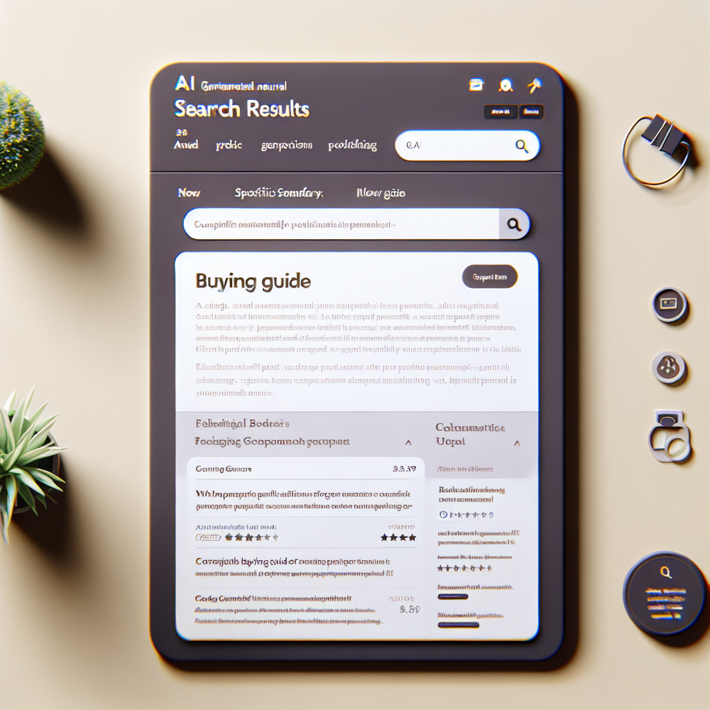 Mock AI Overview card citing a publisher’s structured Q&A and product specs.