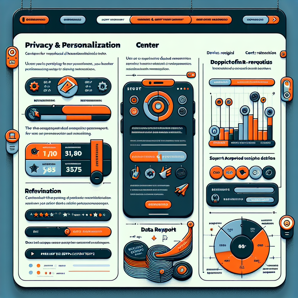 Privacy and personalization center mockup with consent toggles, retention controls, and explanation preview.