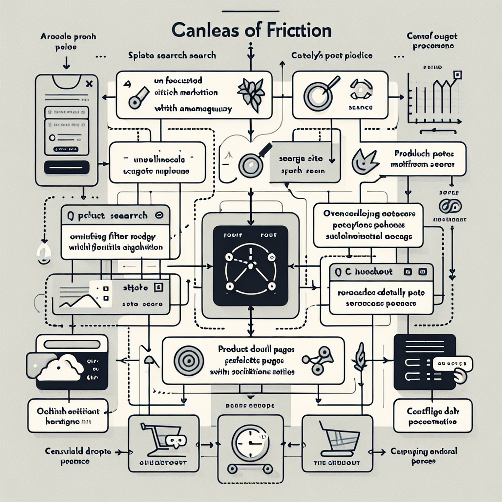 Diagram of a modern ecommerce funnel with labeled friction points and drop-off rates.