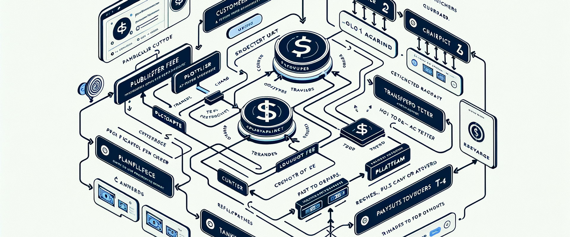 Diagram of a Stripe Connect payout flow for a publisher marketplace with programmatic splits and transfer reversals.