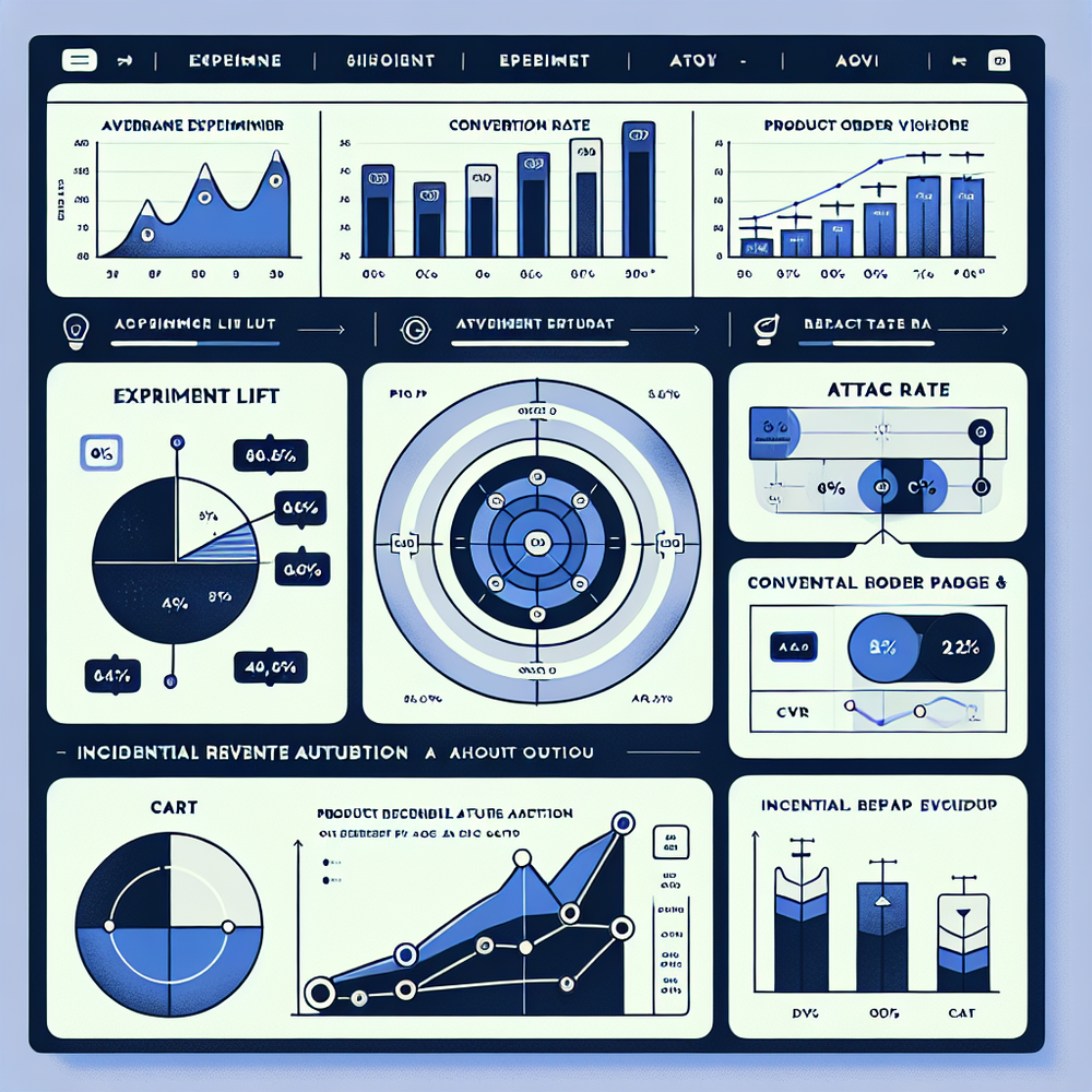 Analytics dashboard illustrating RPV, AOV, CVR, and incrementality by audience.