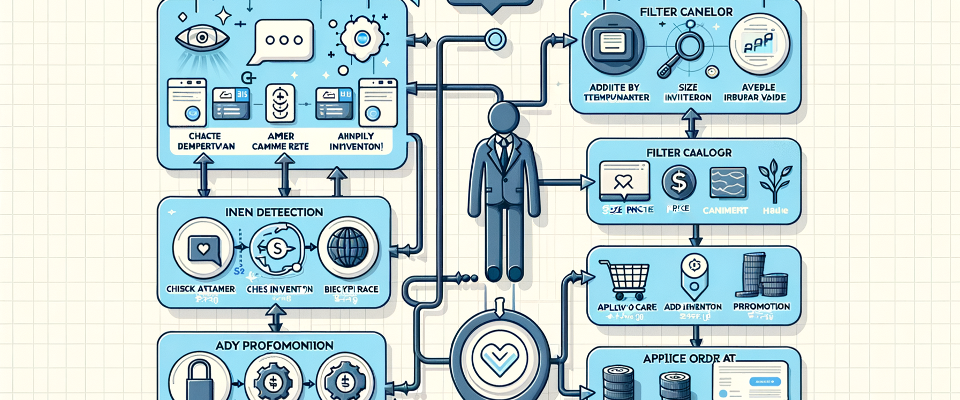 Comparison diagram of a static chatbot flow versus an agentic commerce flow with measurable KPIs.