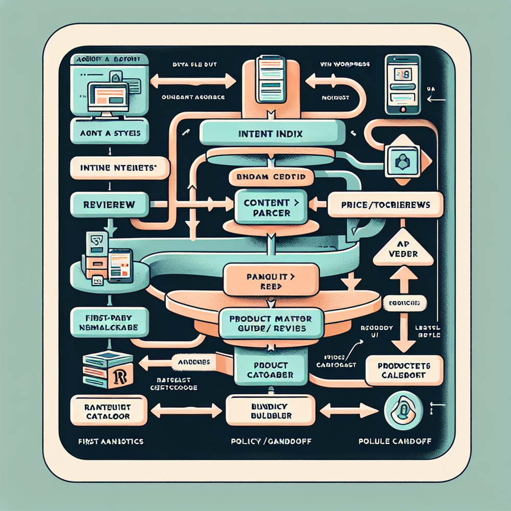 Diagram of the agentic shopping pipeline from user intent to cart handoff with analytics and policy guardrails.