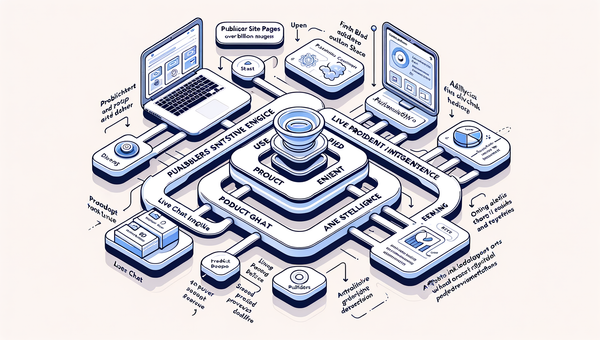 Architecture of an AI affiliate engine mapping reader intent to a 1B+ product graph, generating affiliate links, and rendering contextual UI with analytics.