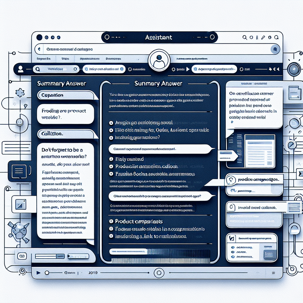 Assistant Q&A page layout annotated for SEO and schema