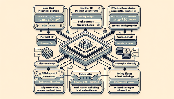 Architecture diagram of a multi-network affiliate router showing inputs, decision rules, and the final routed link.