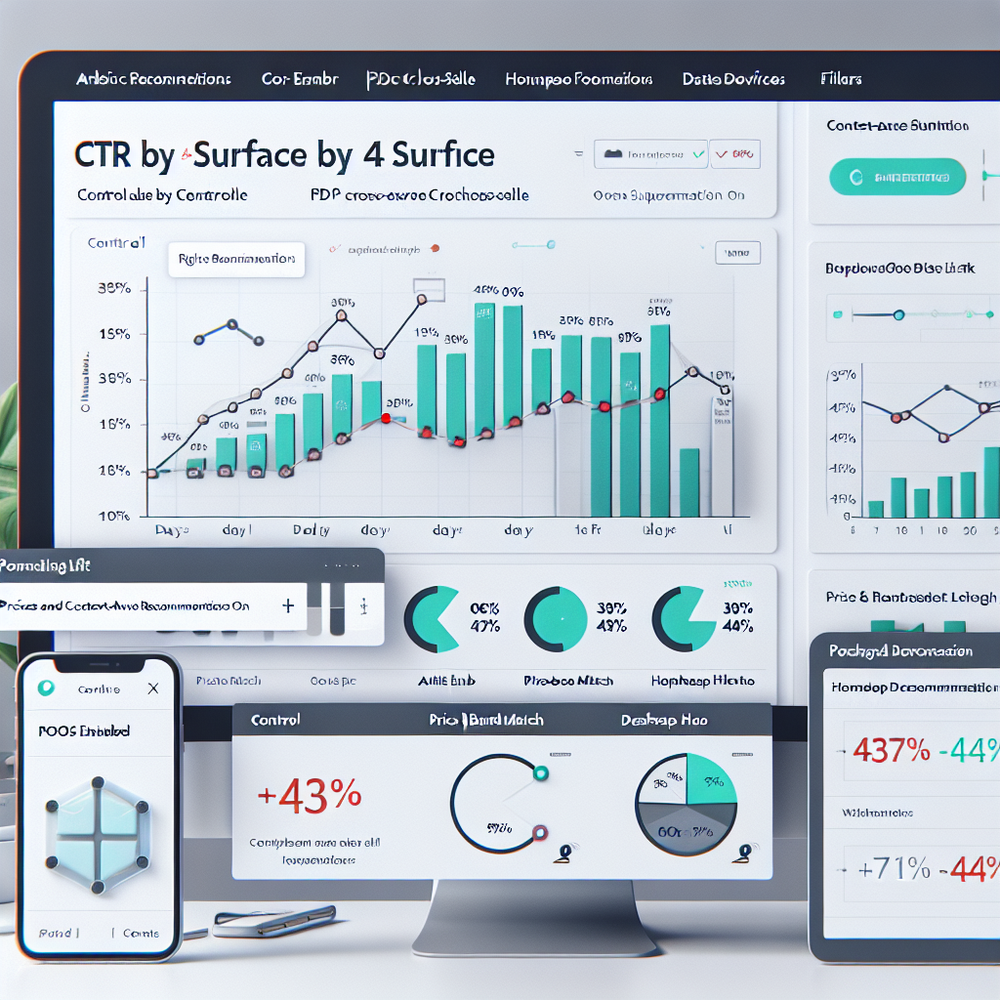 Analytics dashboard visualizing CTR lift from context-aware vs control across surfaces.