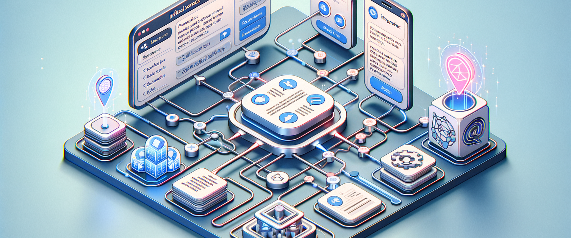 Illustration of a website link graph powering an AI chat with suggested internal links.