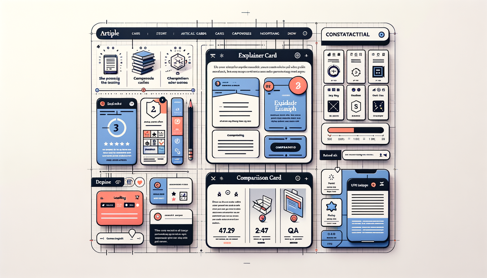 Annotated UX wireframe showing contextual article cards embedded within a long-form article.