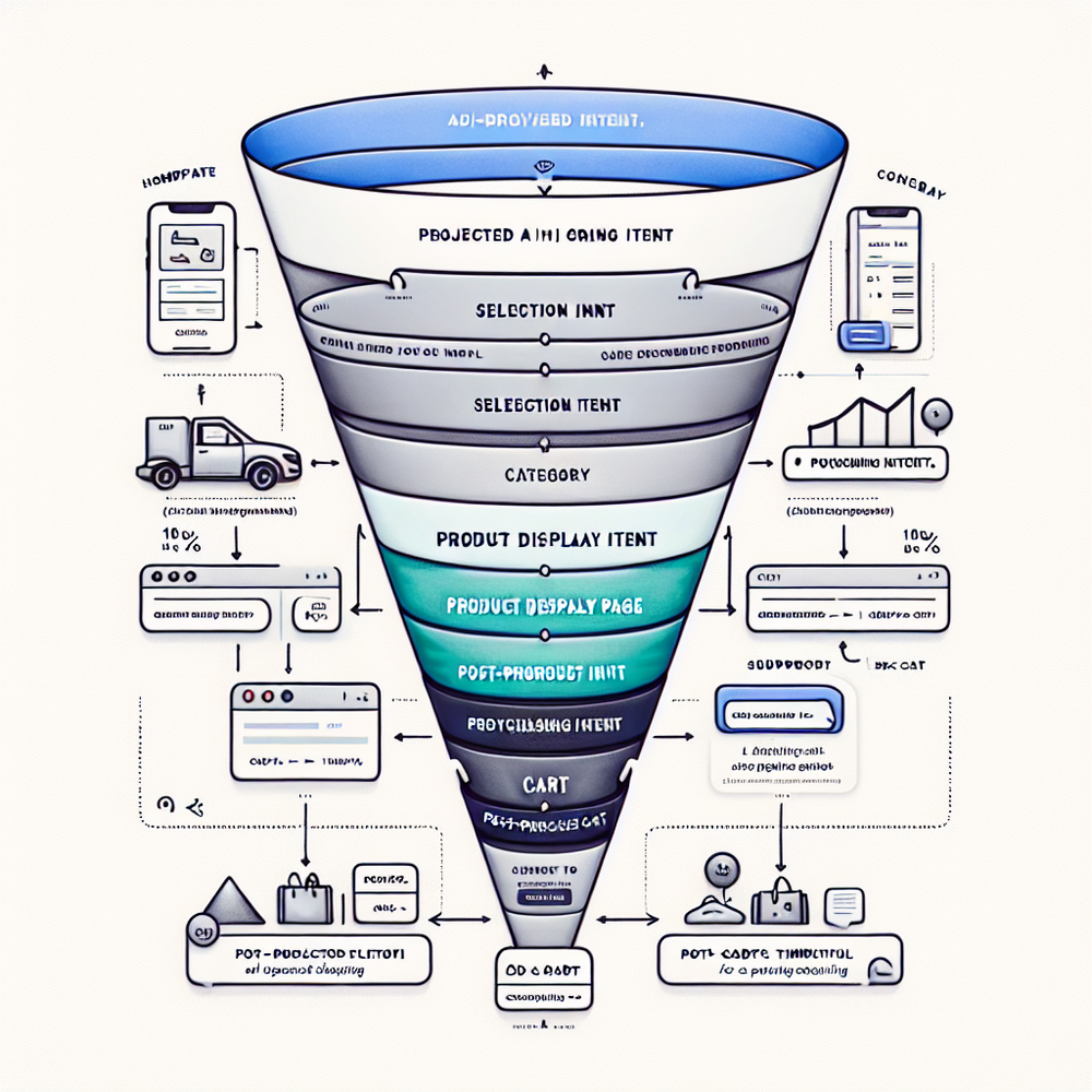 Diagram: funnel impact by page type with AI shopping overlays