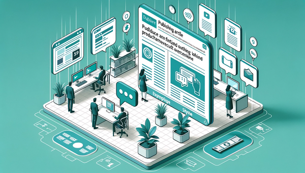 Diagram of a publisher article flowing into a guided shopping chat experience with product cards and checkout handoff.