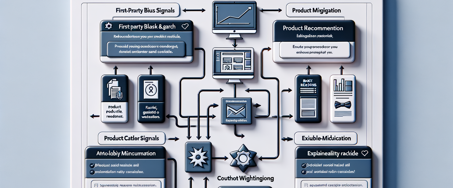Diagram of AI shopping flow with bias mitigation and explainability modules.