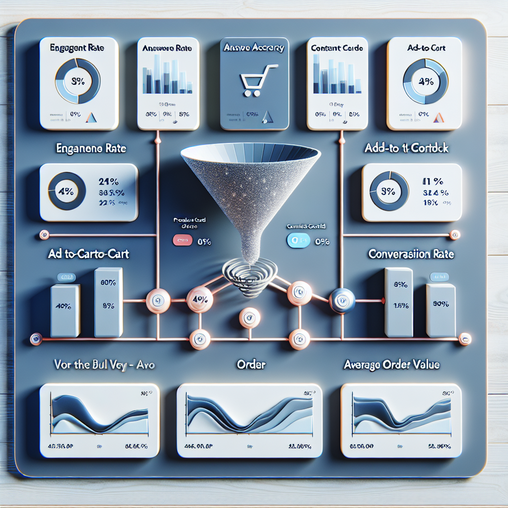 Analytics dashboard highlighting discovery, accuracy, and checkout KPIs with an end-to-end funnel.