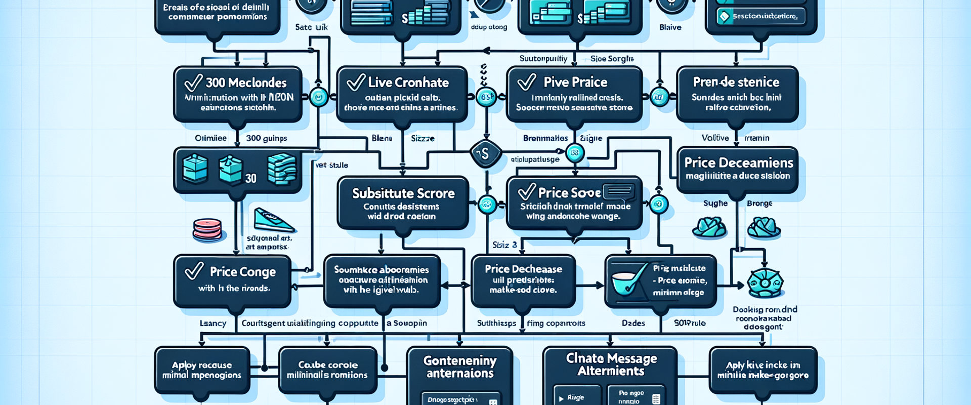 Decision tree for chat fallback handling OOS and price changes with latency budgets.