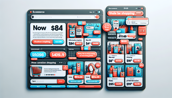 UI mockup of conversational panel and product cards highlighting a real-time price change with a verification timestamp.