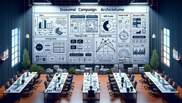 Diagram of a seasonal campaign architecture with dynamic modules and KPIs.