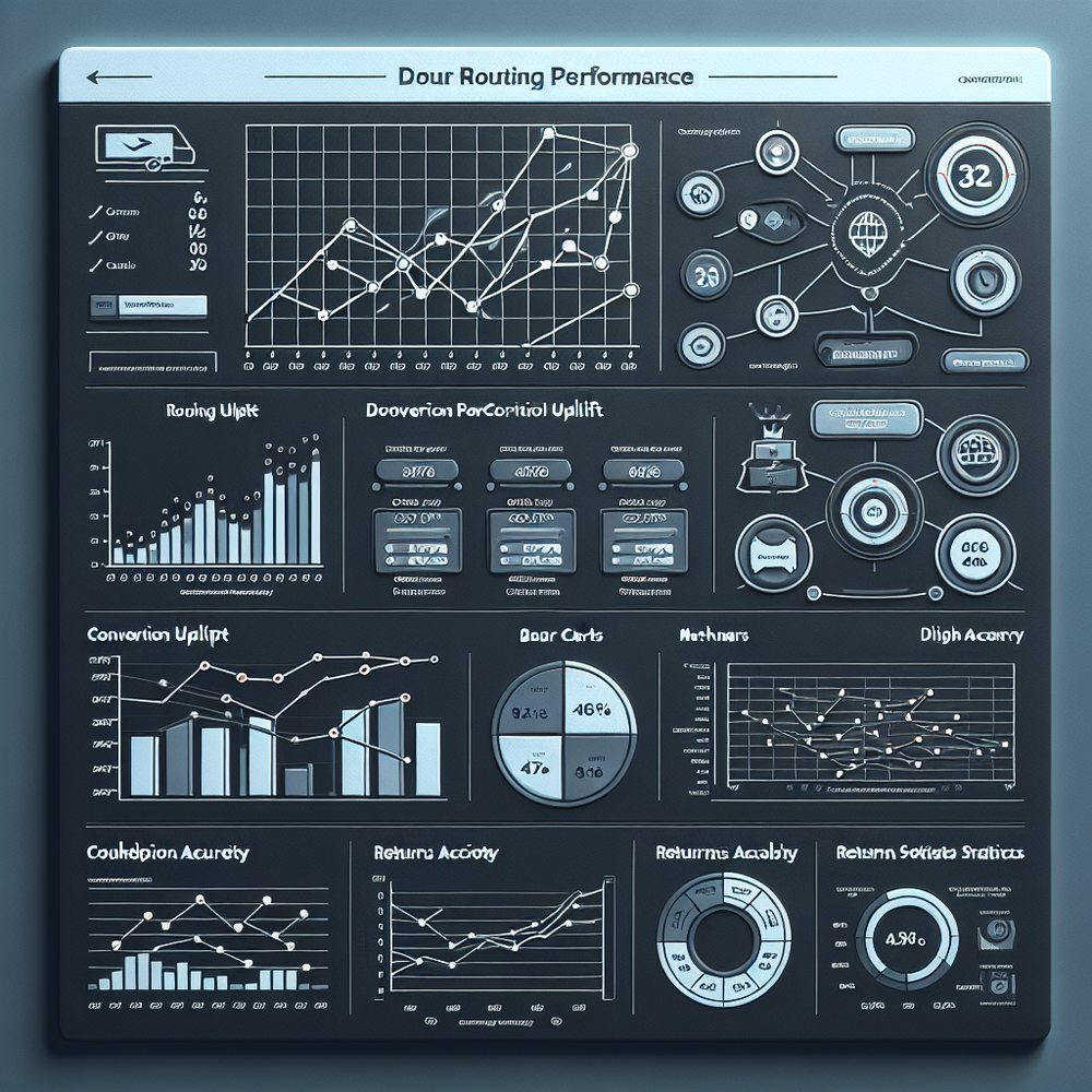 Routing analytics showing uplift, EPC by merchant, and delivery accuracy cohorts.