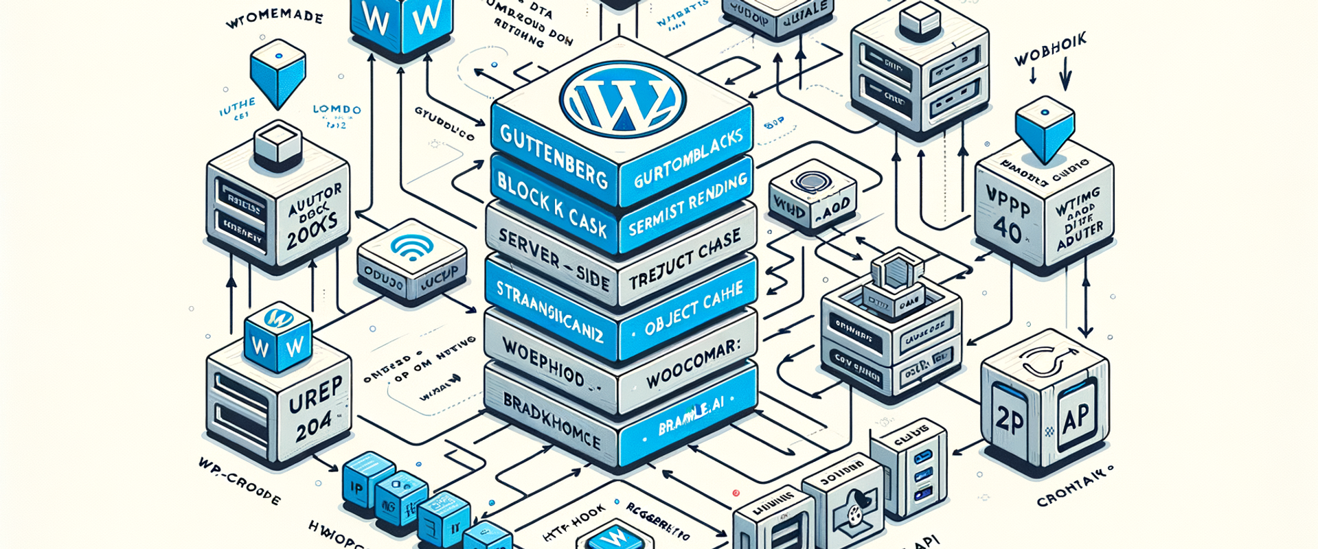 Architecture diagram of the Brambles.ai WordPress plugin across SSR, cache, CDN, and API data flows.
