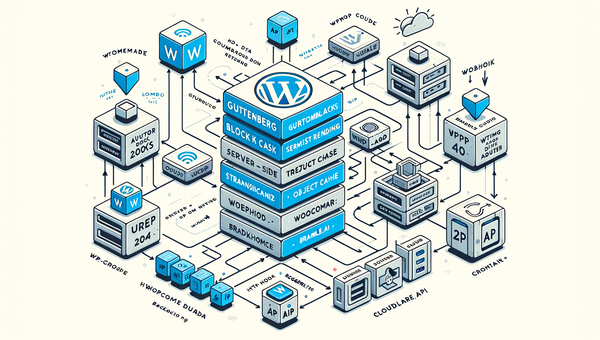 Architecture diagram of the Brambles.ai WordPress plugin across SSR, cache, CDN, and API data flows.