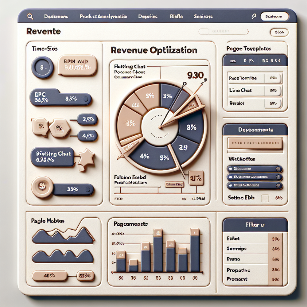 Dashboard mockup comparing EPC and RPM by page template and placement.