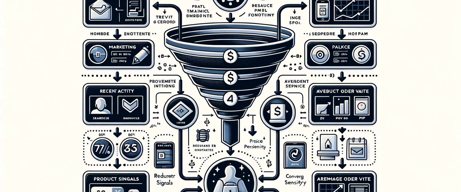 Diagram comparing baseline vs. personalized ecommerce funnel with key intent signals and metrics.