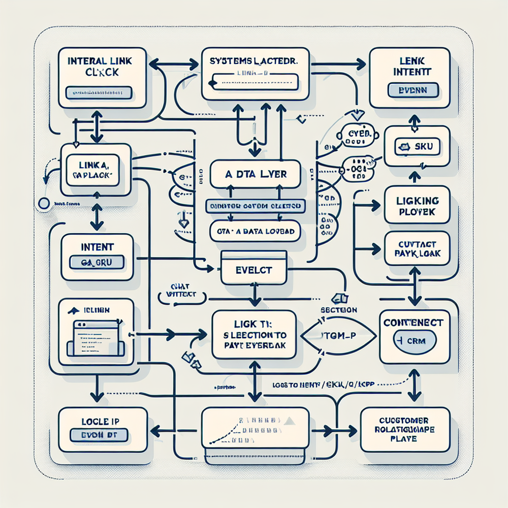 Architecture flow from internal link click to chat playbook selection, analytics, and CRM sync.