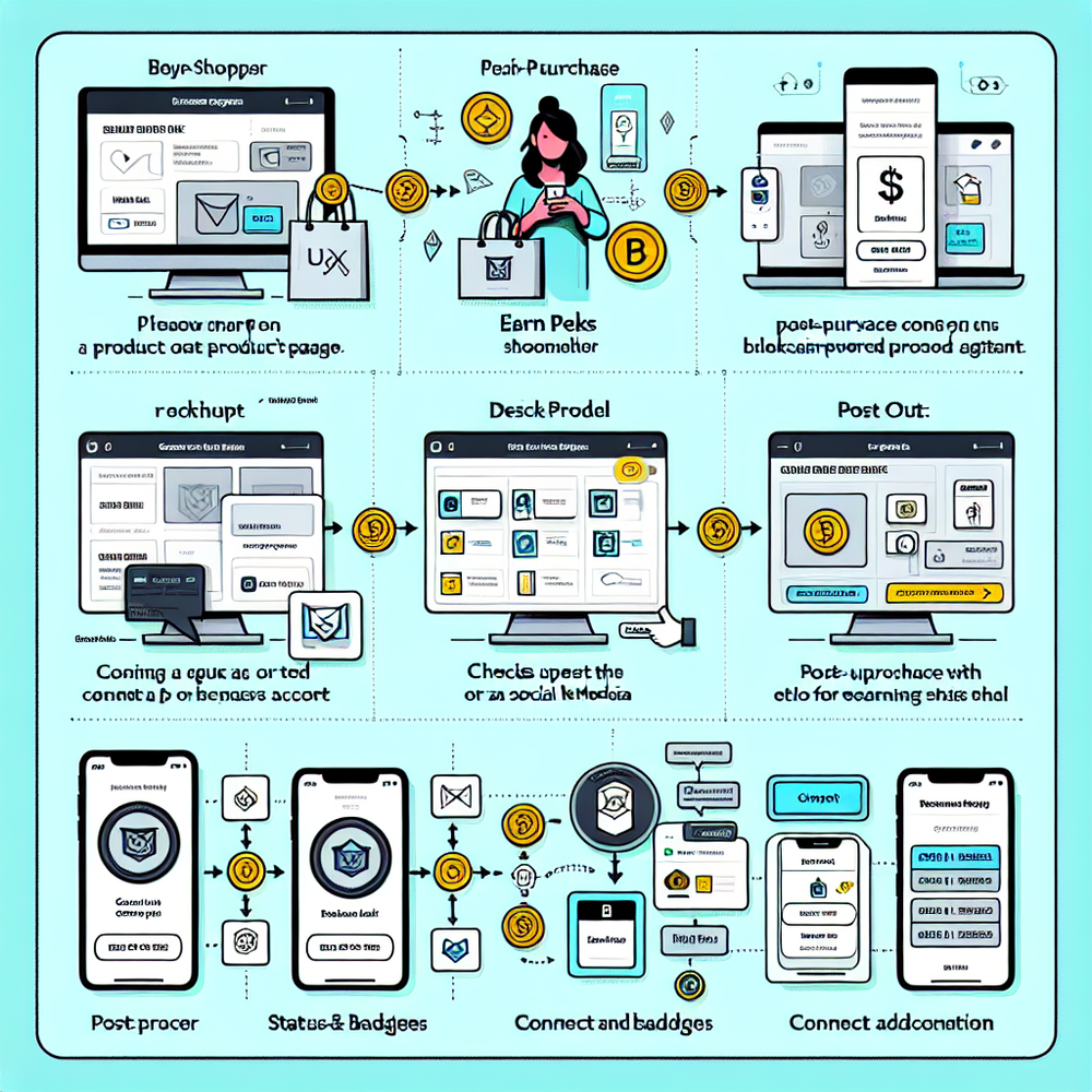End-to-end user journey from PDP teaser to optional wallet connect to account badges.