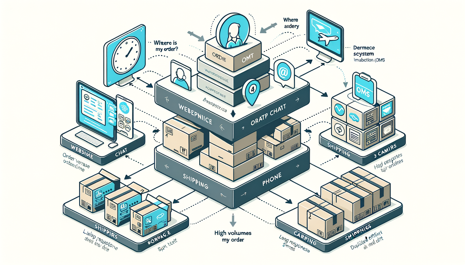 Diagram of the fragmented support stack causing WISMO overload