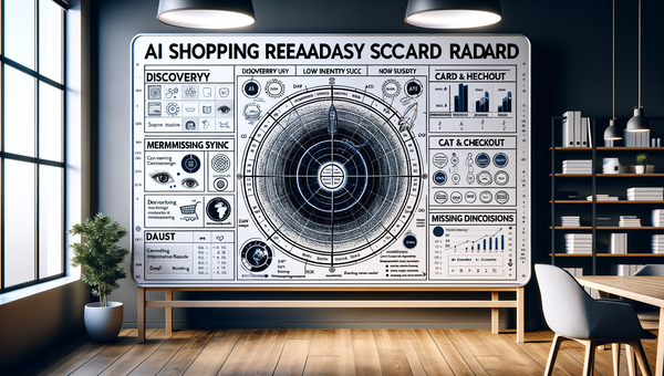 AI shopping readiness scorecard radar chart for brands and publishers