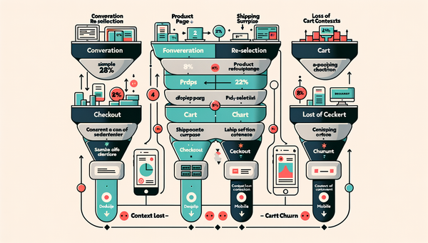 Diagram mapping where context is lost between discovery and checkout, highlighting drop-offs.