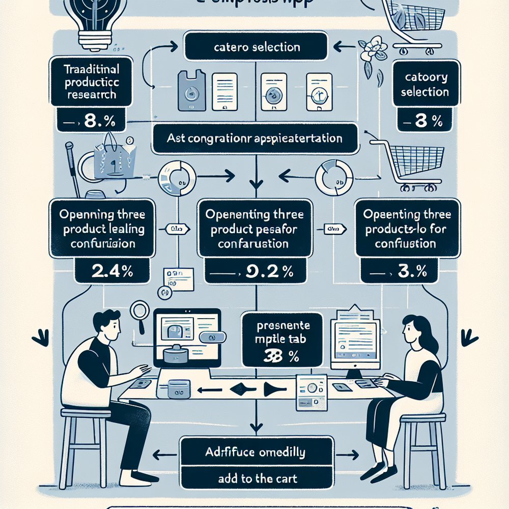 Before-and-after funnel: traditional research vs conversational assistant with reduced steps and drop-off.