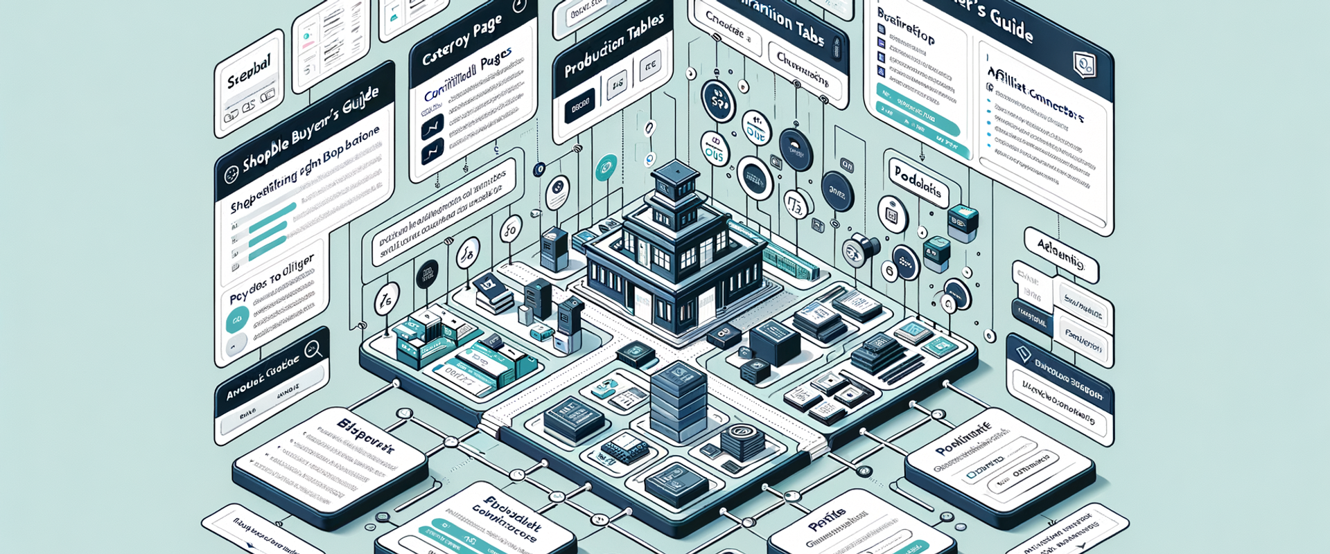 Architecture of a shoppable buyer’s guide hub for publishers
