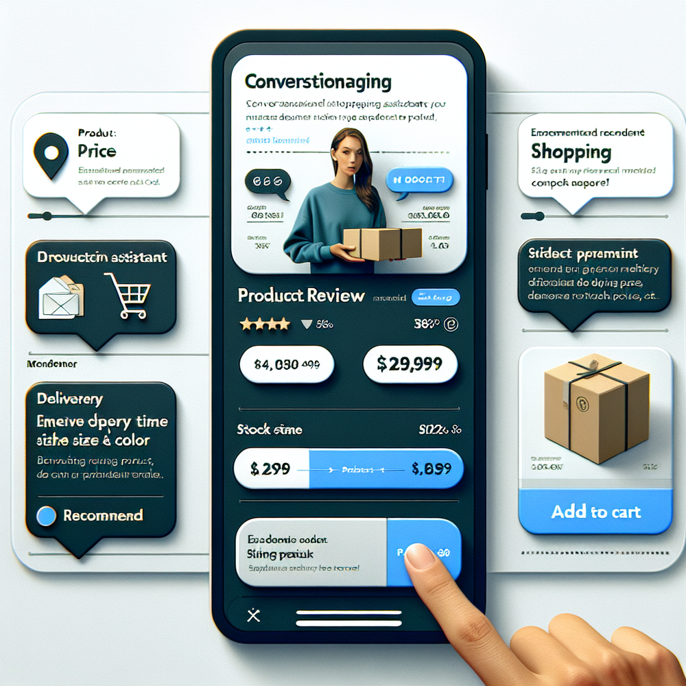 Assistant UI comparing three merchants with transparent reasons and a direct add-to-cart action.