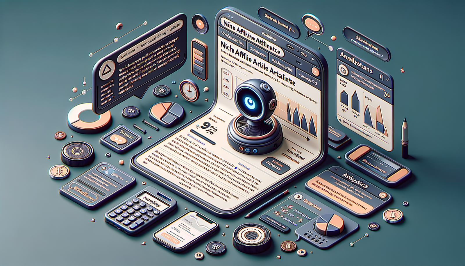 Illustration of a niche article with a conversational assistant guiding users to the right product attributes.