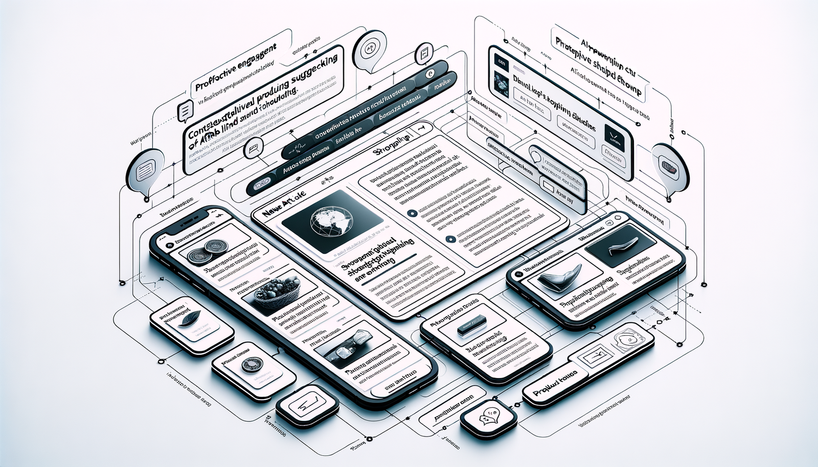 Contextual assistant flow engaging low-intent readers with subtle product suggestions.