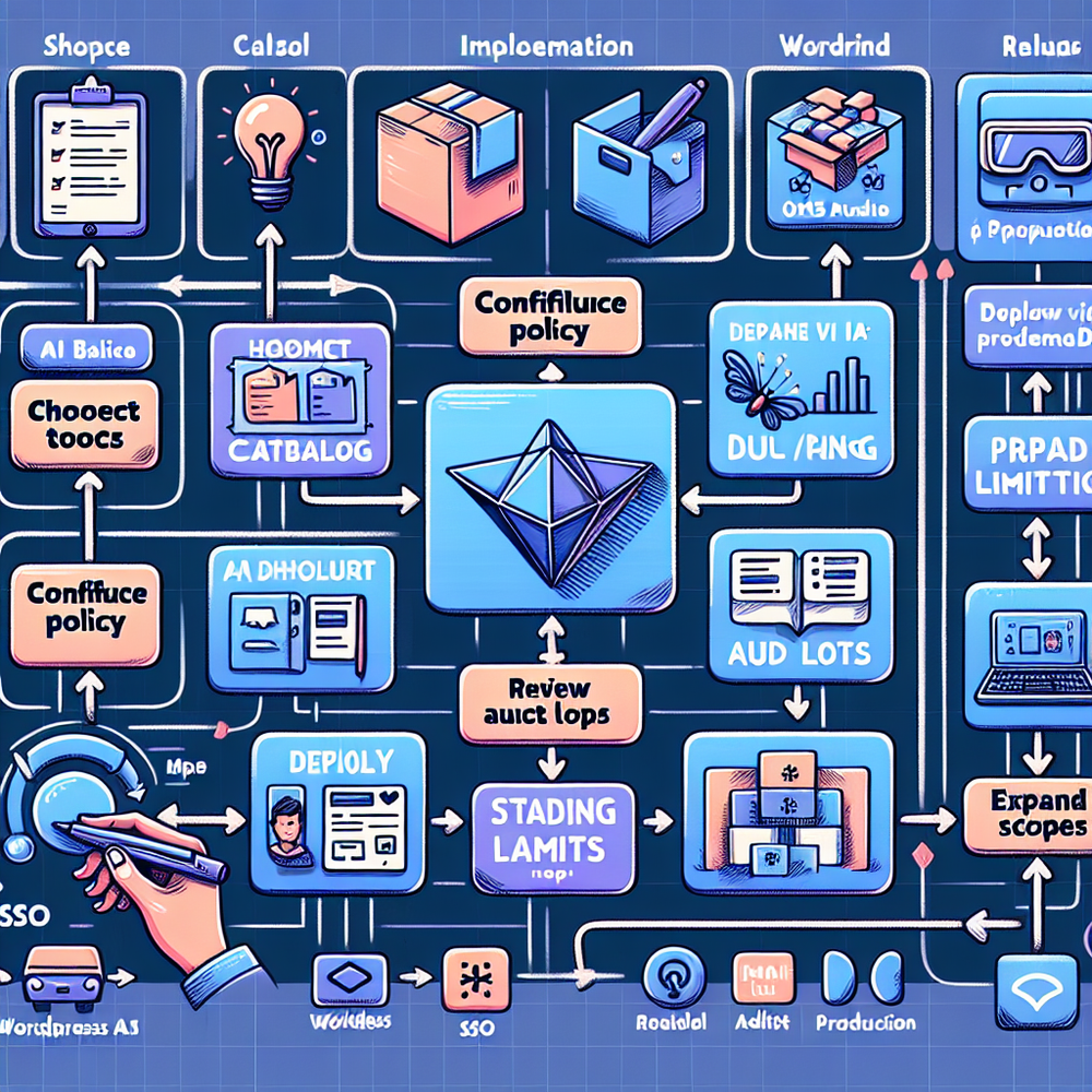 Implementation flowchart from surface selection to staged rollout and audit review.