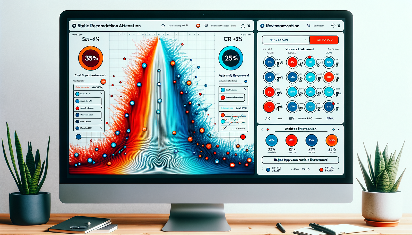 Heatmap comparison of a static listicle vs an AI recommendation flow highlighting stronger engagement and conversion zones.