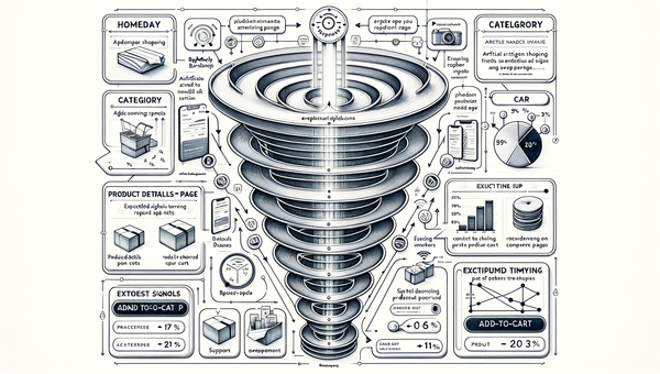 Diagram: funnel impact by page type with AI shopping overlays