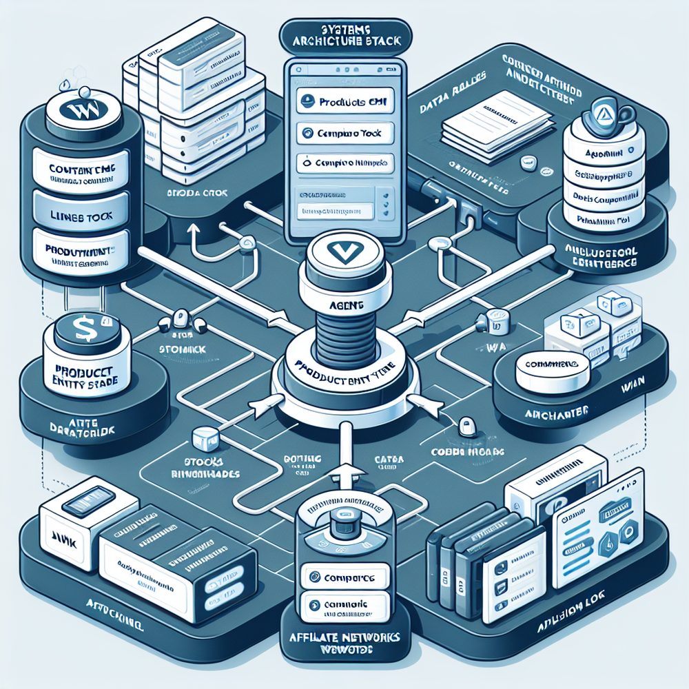 Architecture diagram of an agentic commerce stack connecting CMS, agents, UI, and merchants.