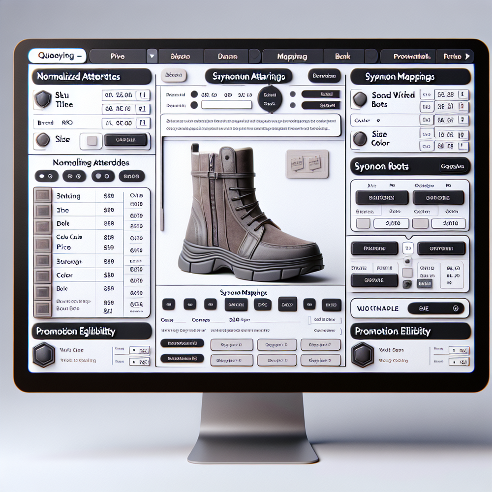 Product feed normalization and coupon rules interface with a live validation preview for conversational merchandising.